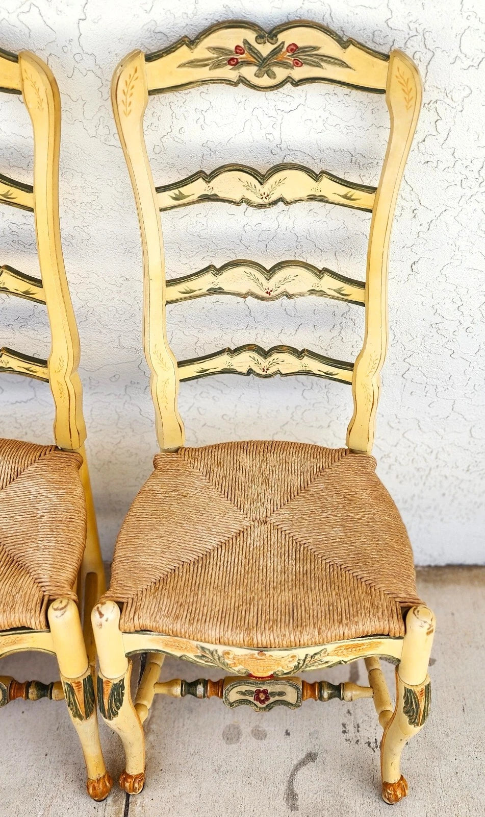 Habersham French Country Dining Chairs Rush Hand Painted