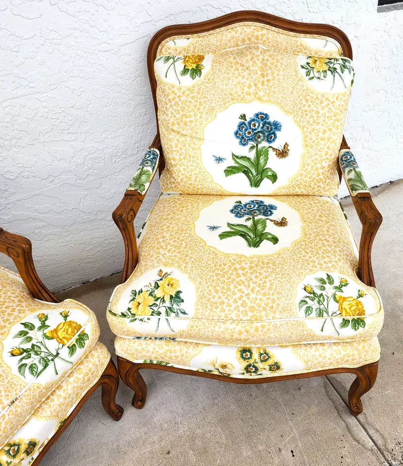 French Country Cottage Armchairs Pair by HEIRLOOM