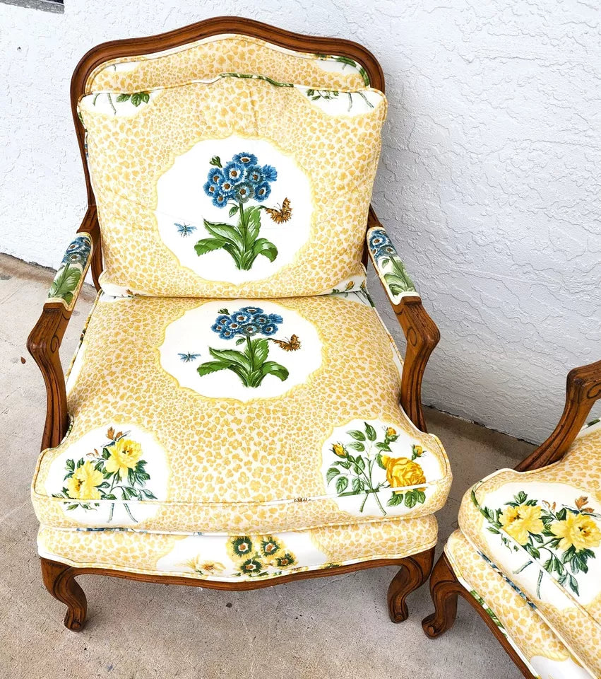 French Country Cottage Armchairs Pair by HEIRLOOM
