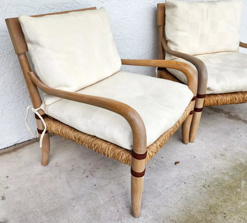 Henredon Palm Beach Coastal Rush Armchairs