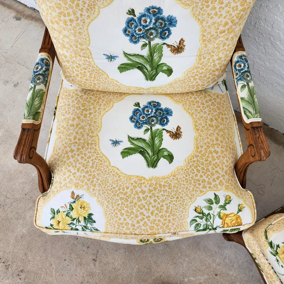 French Country Cottage Armchairs Pair by HEIRLOOM
