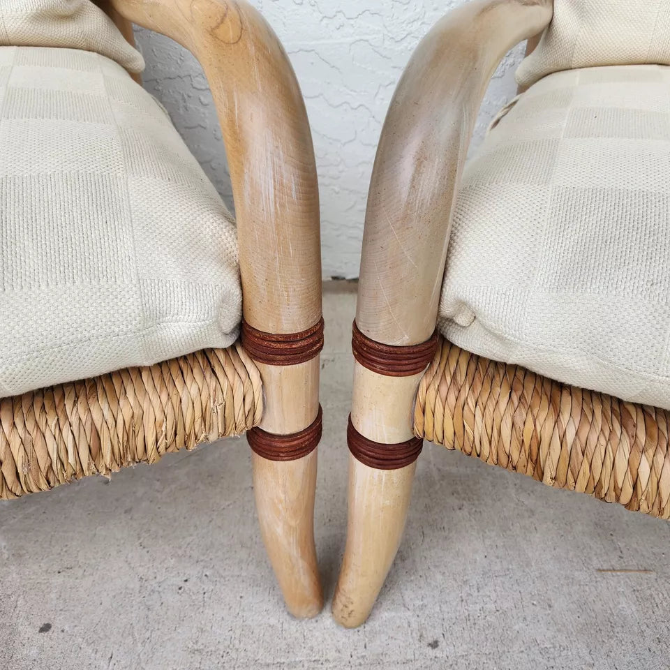 Henredon Palm Beach Coastal Rush Armchairs