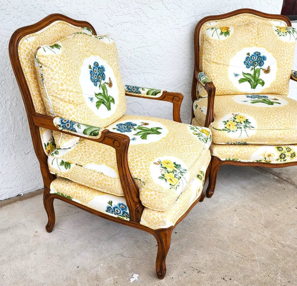 French Country Cottage Armchairs Pair by HEIRLOOM