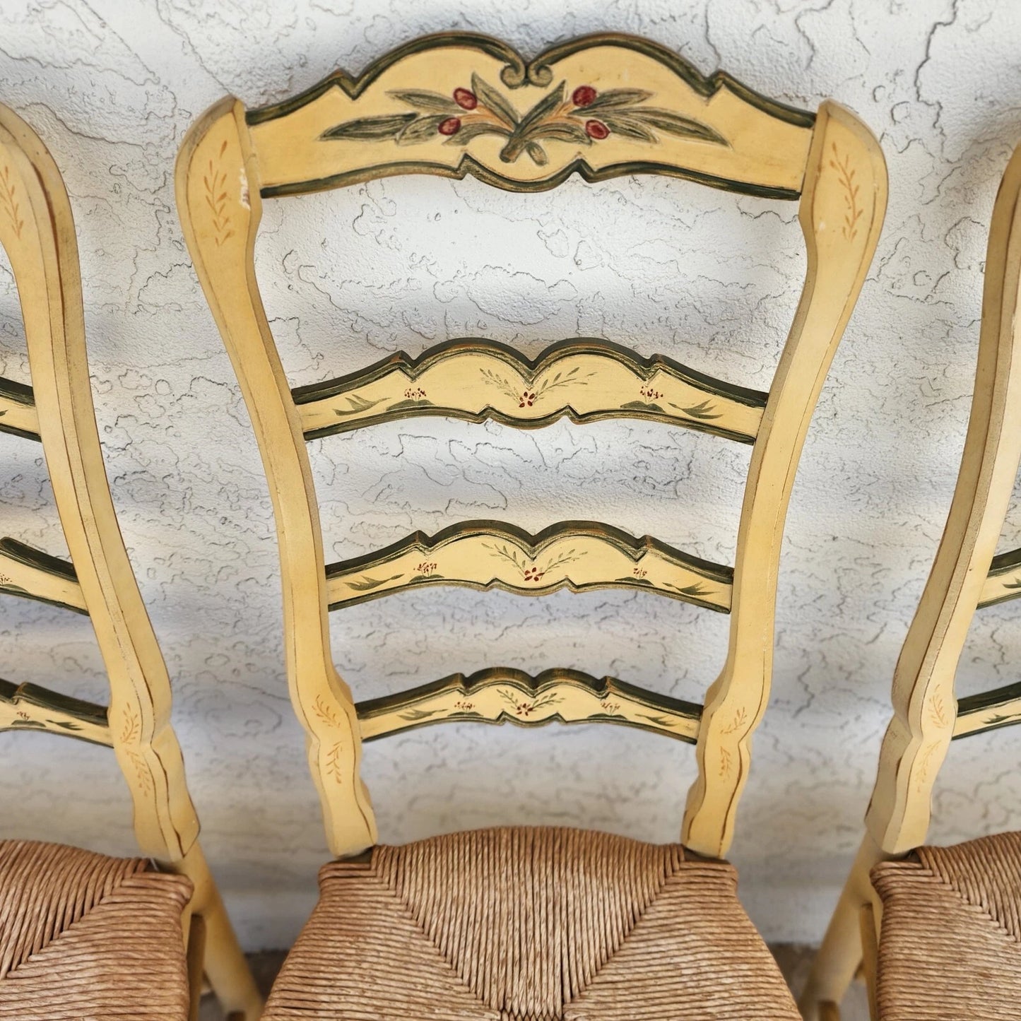 Habersham French Country Dining Chairs Rush Hand Painted