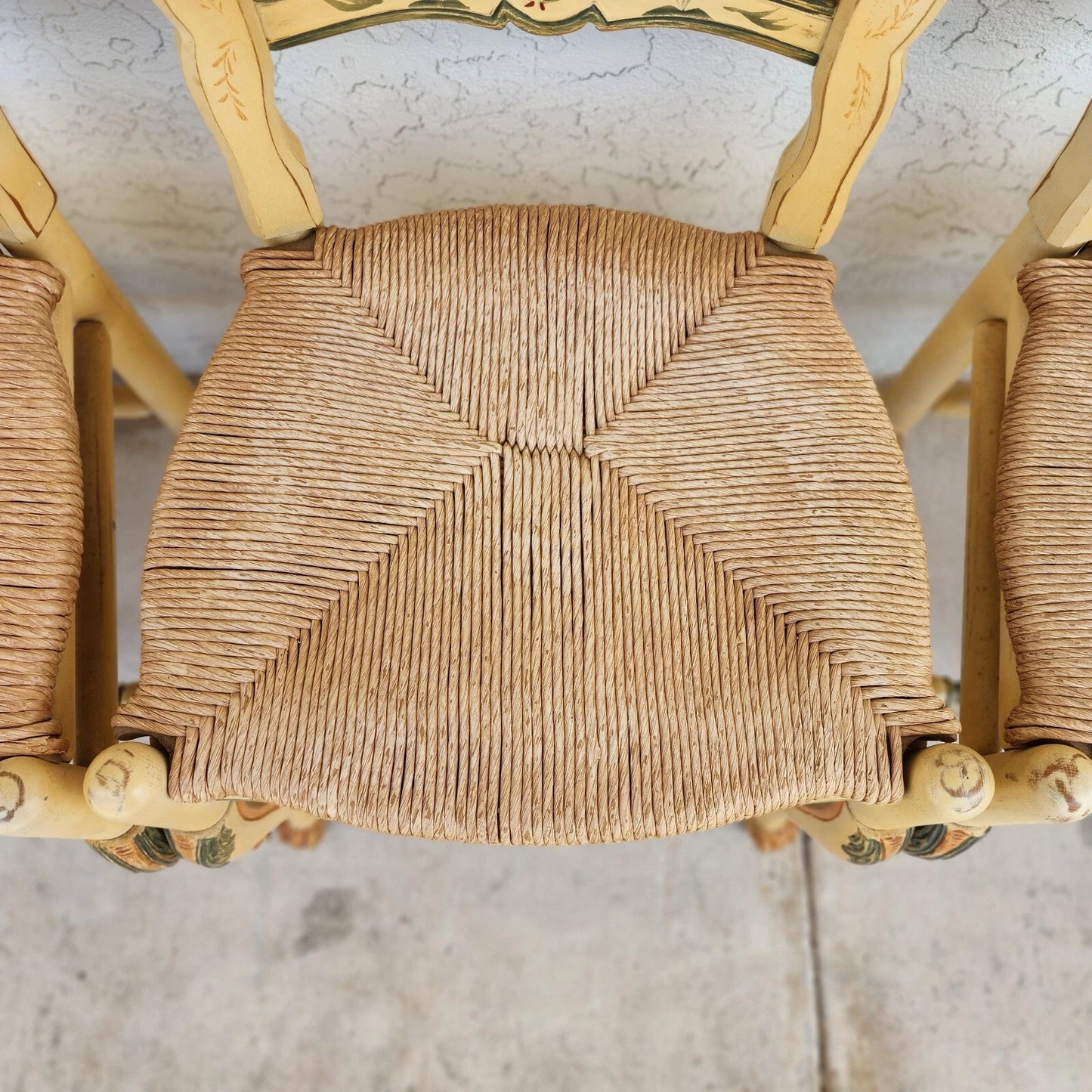 Habersham French Country Dining Chairs Rush Hand Painted