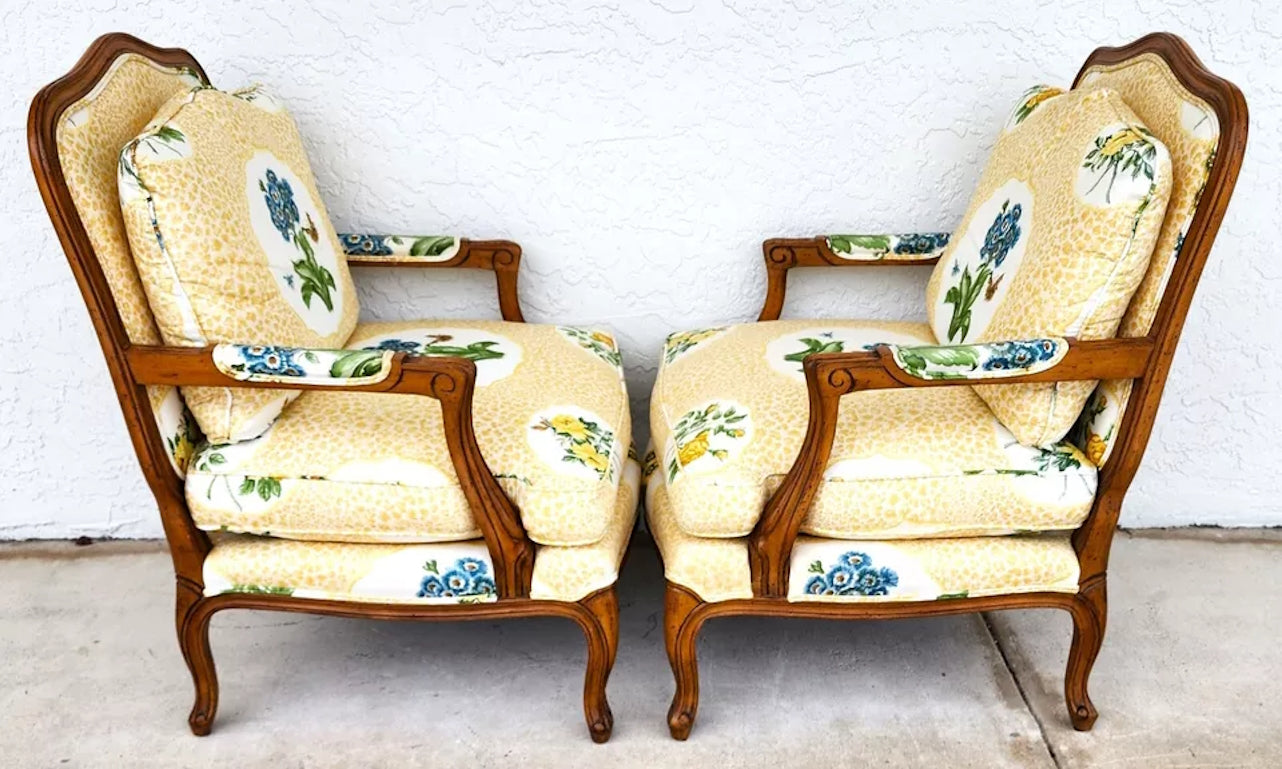 French Country Cottage Armchairs Pair by HEIRLOOM
