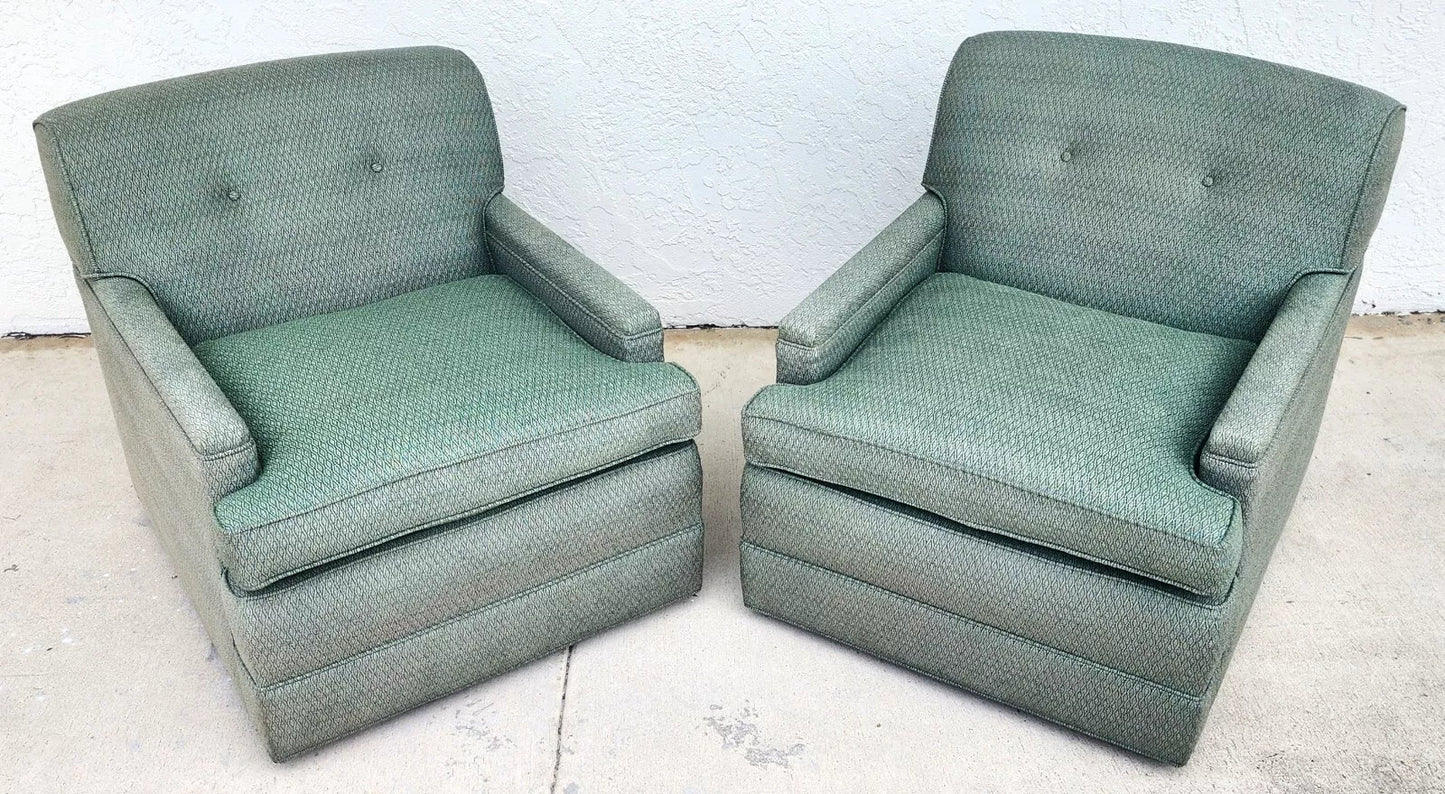MCM Carr & Company Lounge Chairs Swivel Low Profile Pair