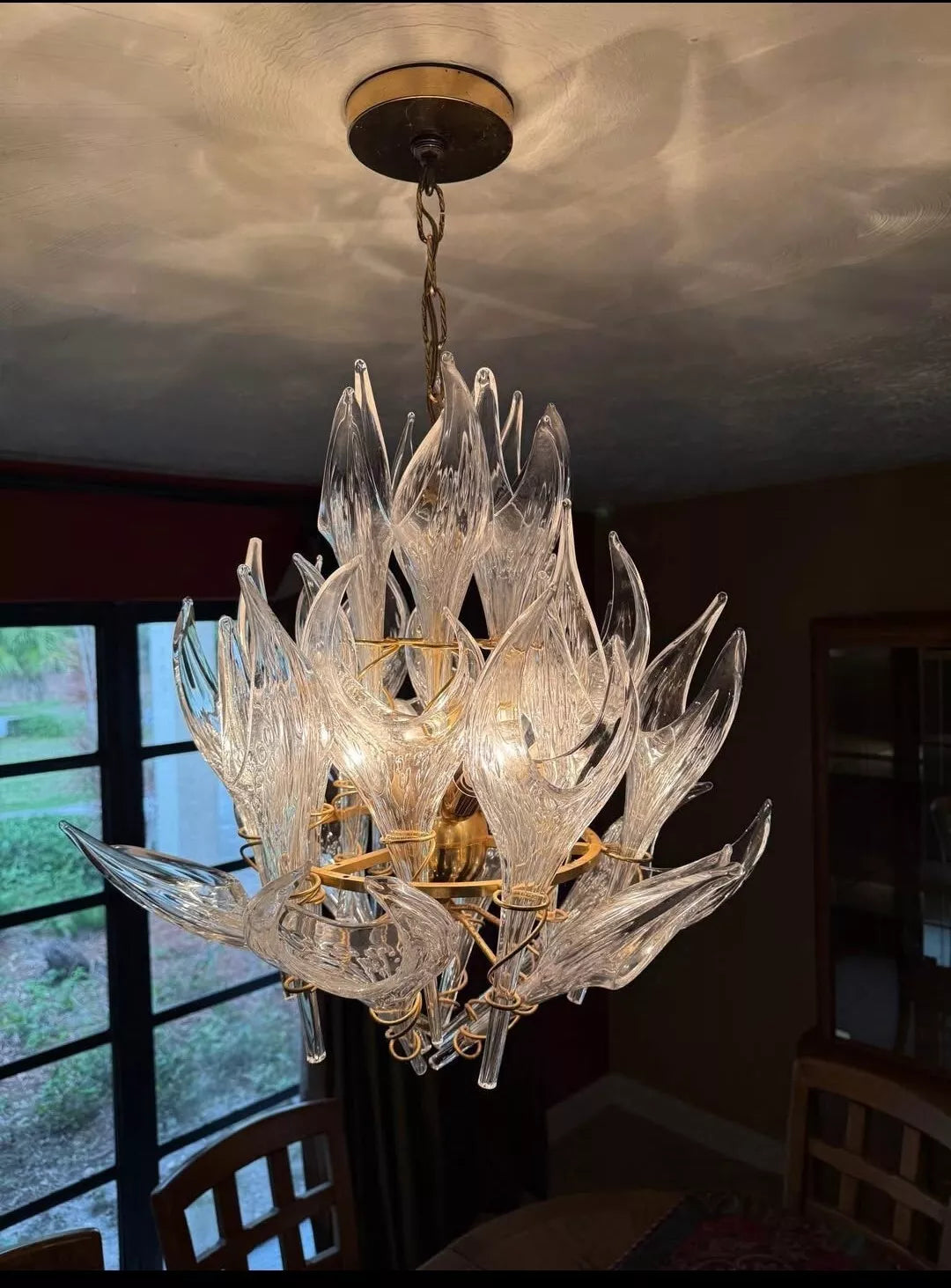Mazzega Murano " Flame " Chandelier 1970s
