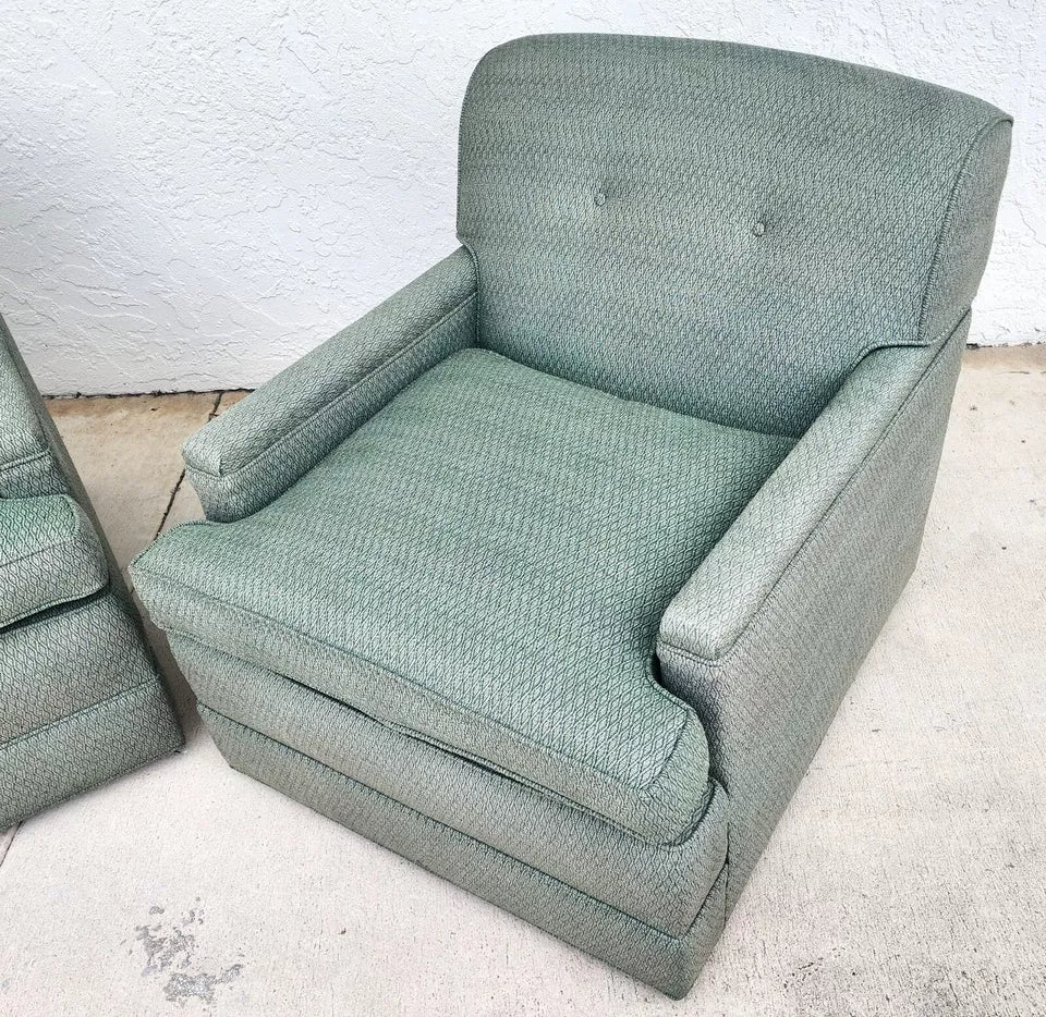 MCM Carr & Company Lounge Chairs Swivel Low Profile Pair