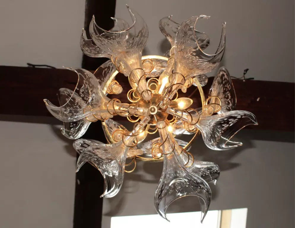 Mazzega Murano " Flame " Chandelier 1970s