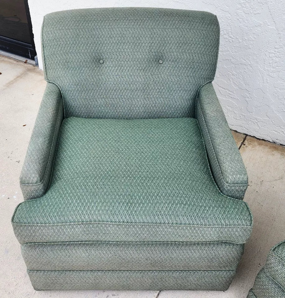 MCM Carr & Company Lounge Chairs Swivel Low Profile Pair