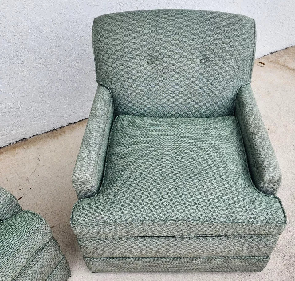 MCM Carr & Company Lounge Chairs Swivel Low Profile Pair