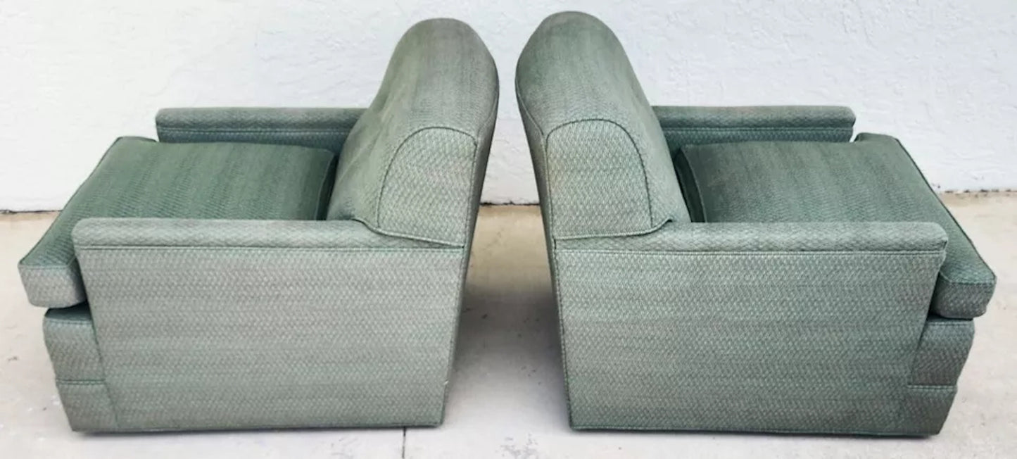 MCM Carr & Company Lounge Chairs Swivel Low Profile Pair