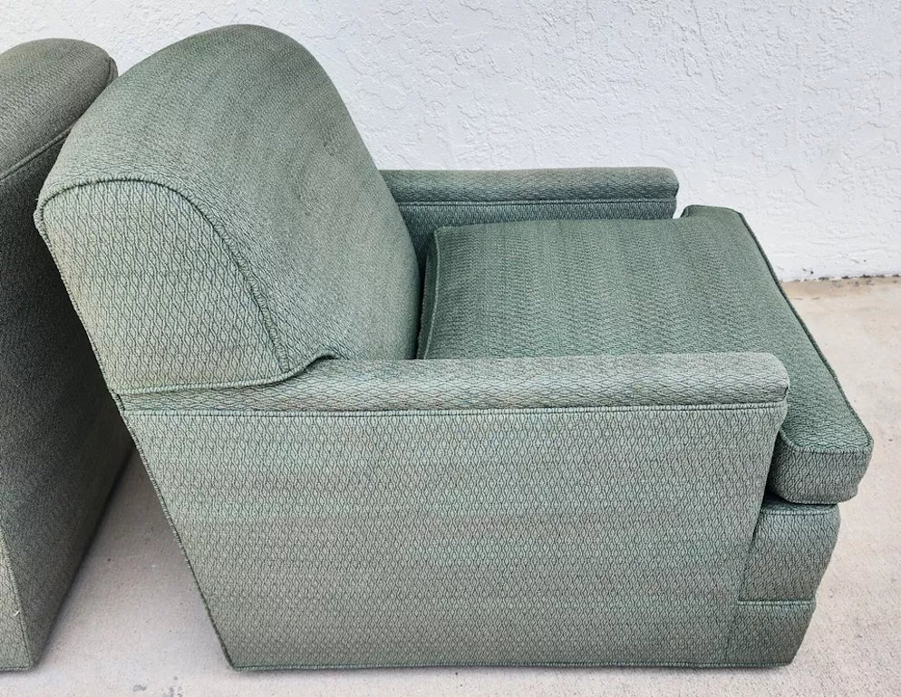 MCM Carr & Company Lounge Chairs Swivel Low Profile Pair