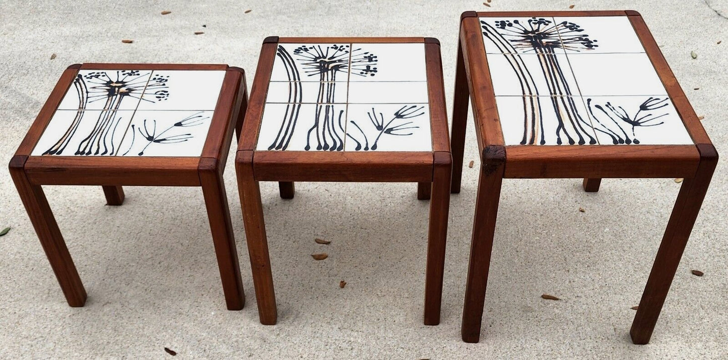 MCM Danish Nesting Tables Mobelfabrikken Toften Teak Tile