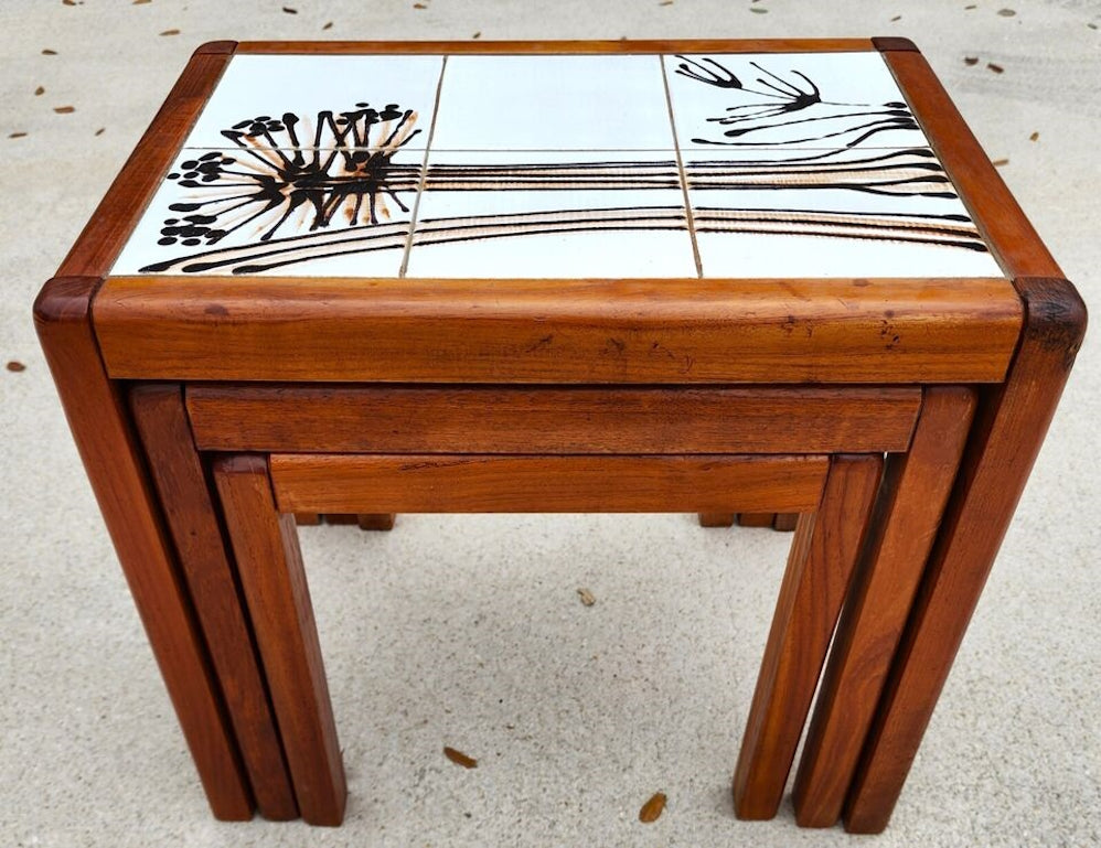 MCM Danish Nesting Tables Mobelfabrikken Toften Teak Tile