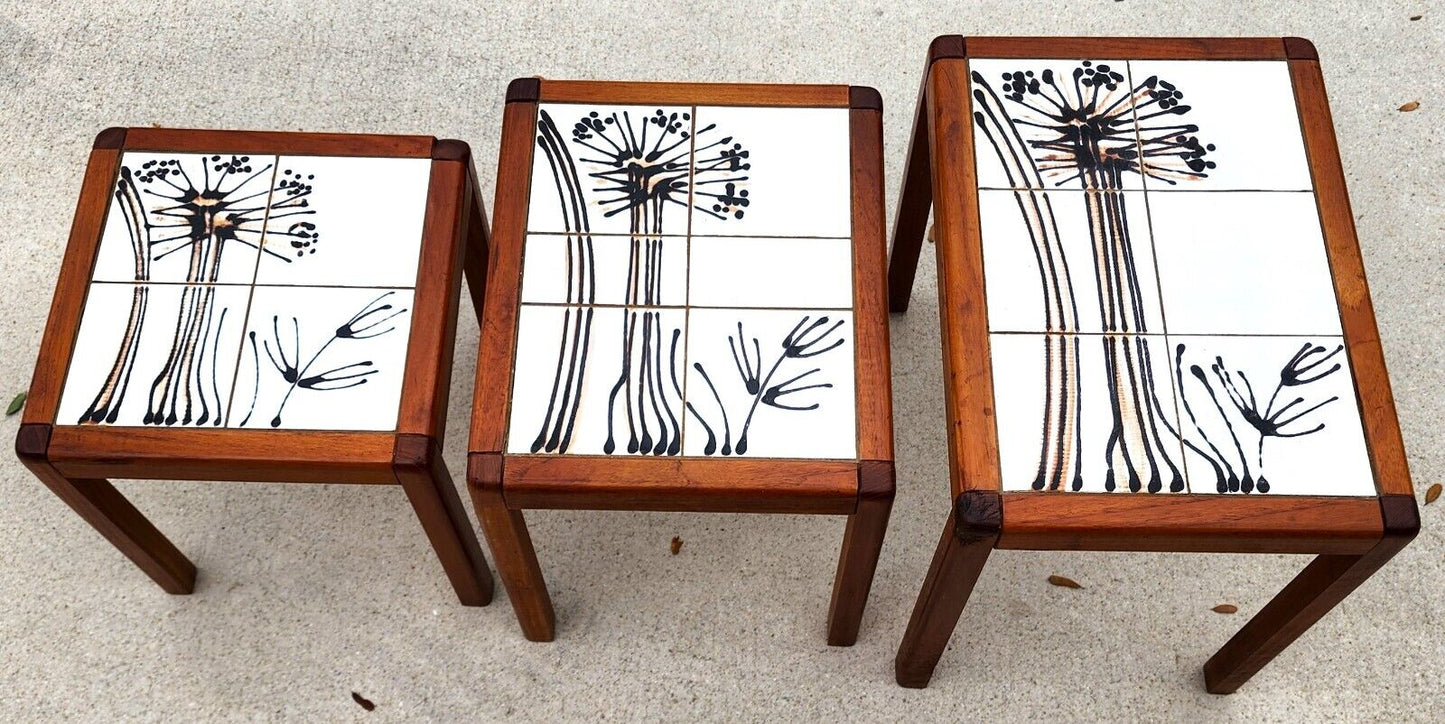 MCM Danish Nesting Tables Mobelfabrikken Toften Teak Tile