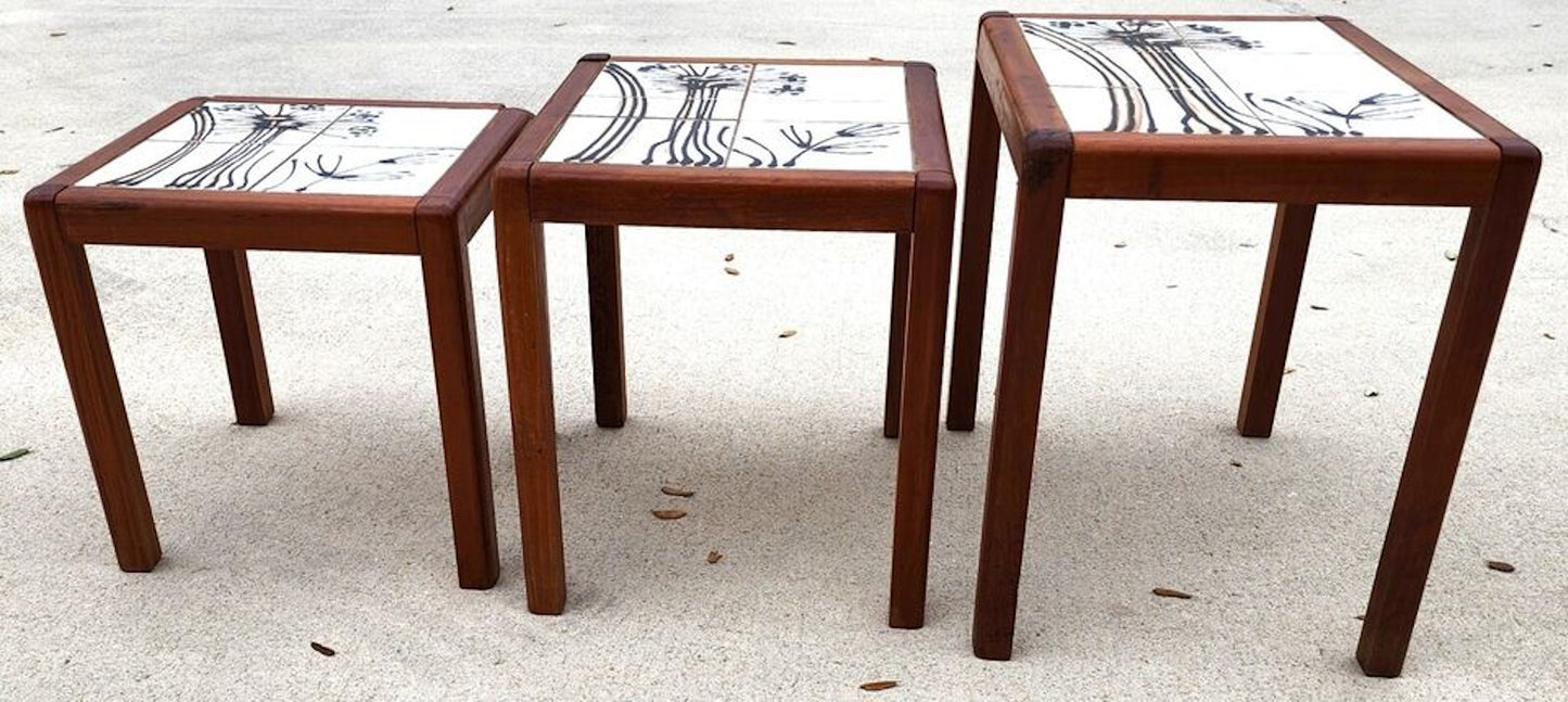 MCM Danish Nesting Tables Mobelfabrikken Toften Teak Tile