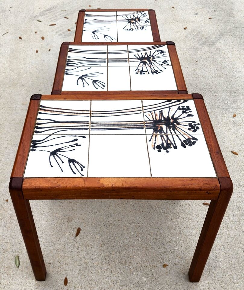 MCM Danish Nesting Tables Mobelfabrikken Toften Teak Tile