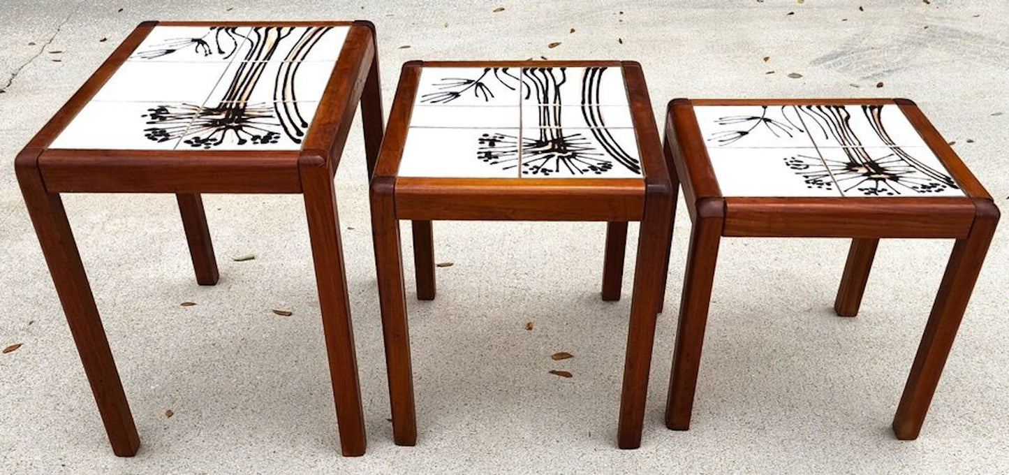 MCM Danish Nesting Tables Mobelfabrikken Toften Teak Tile