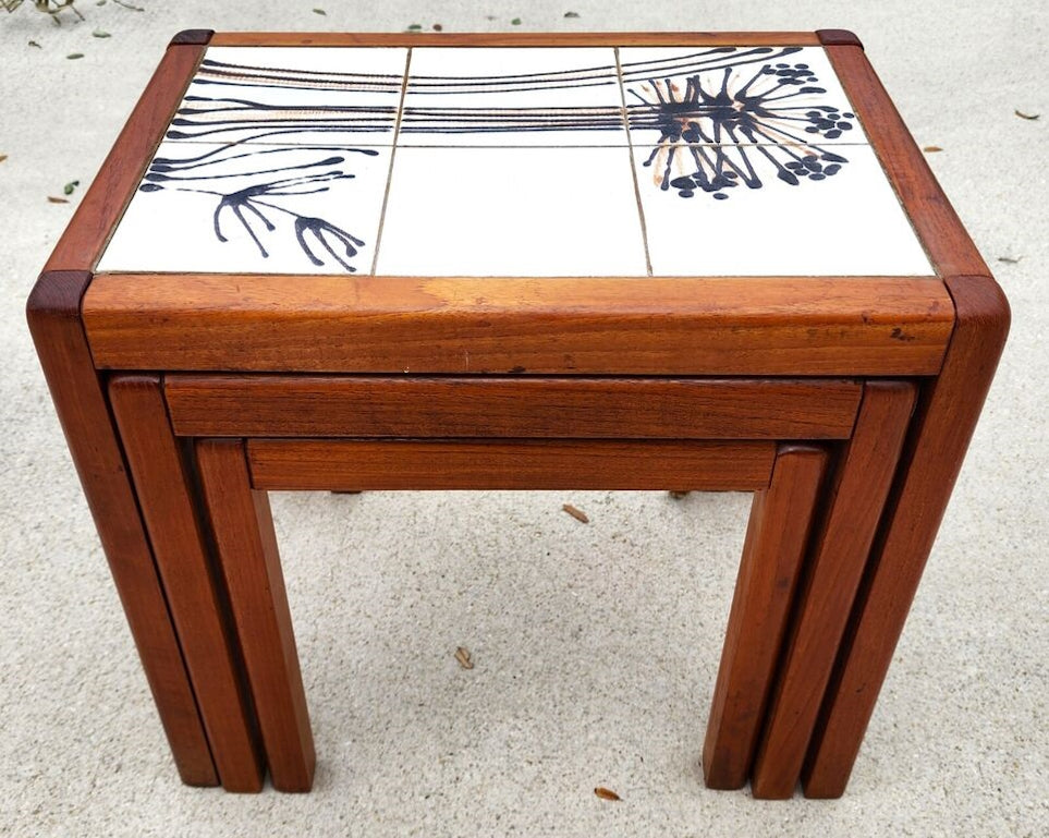 MCM Danish Nesting Tables Mobelfabrikken Toften Teak Tile