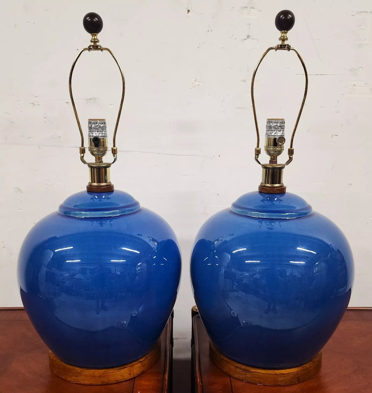 Ralph Lauren Table Lamps Ceramic Blue Pair