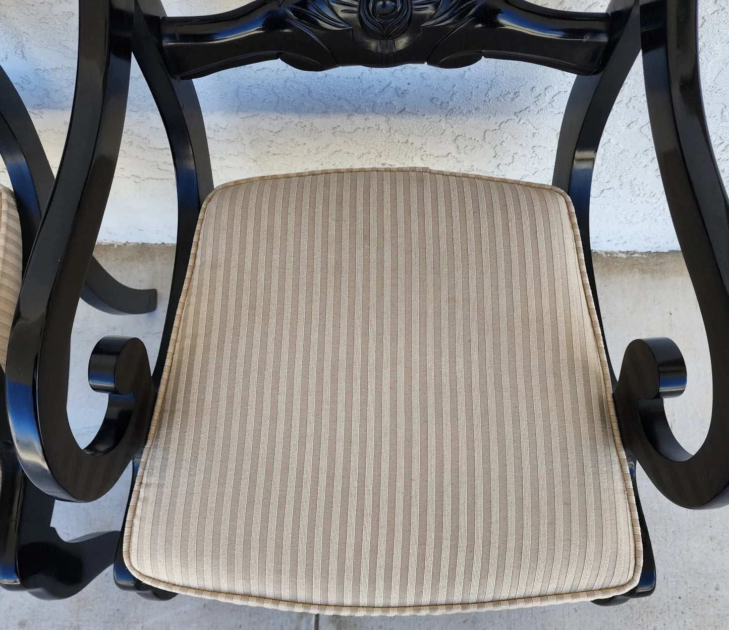 English Regency Dining Accent Chairs Ebonized Pair