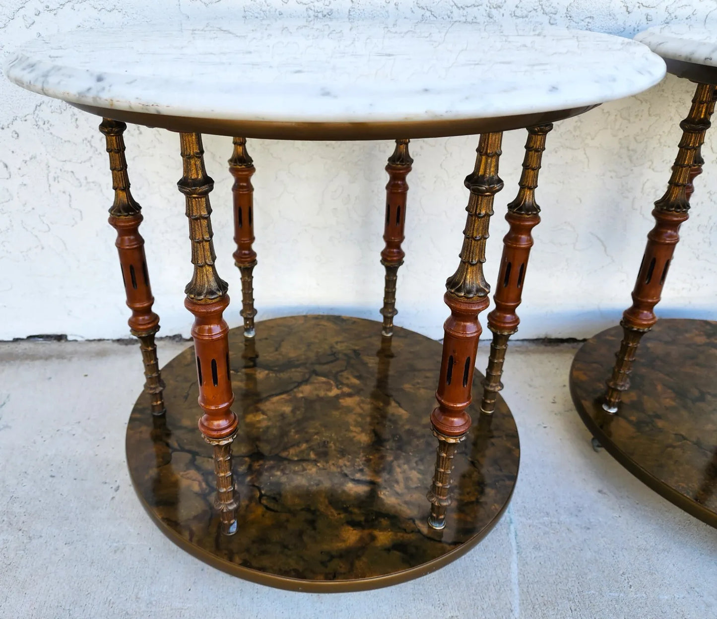 Vintage Italian Side Tables Carrera Marble