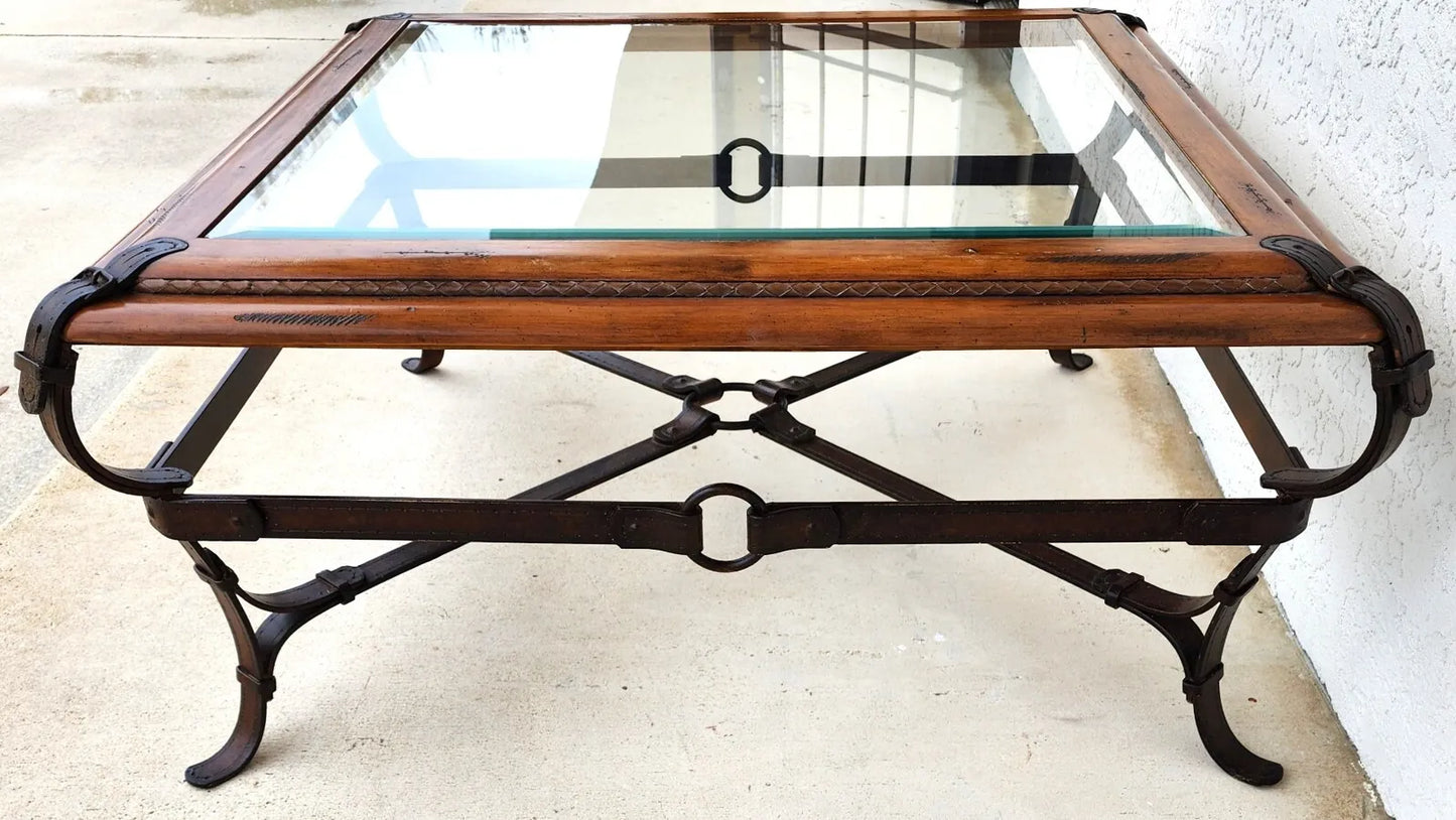 Adnet Hermes Style Coffee Table Equestrian Ranch Rustic