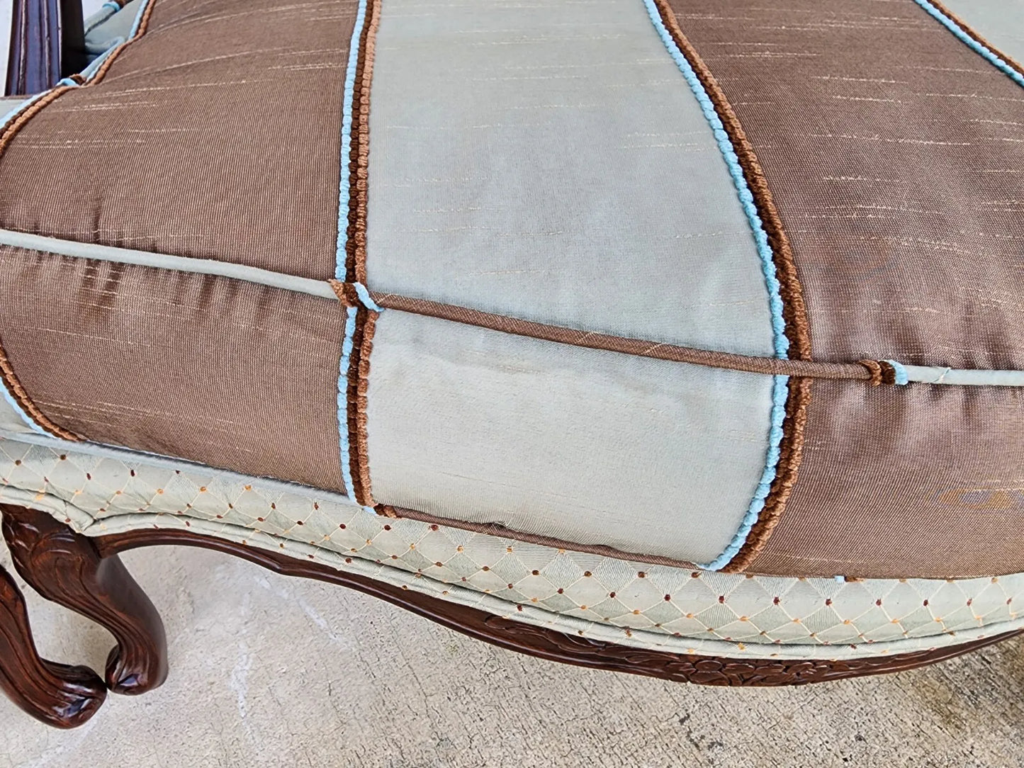 French Bergere Lounge Chairs Louis XV Silk