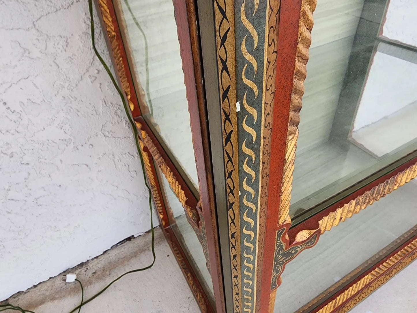 French Display Cabinet Giltwood Hand Painted Curio