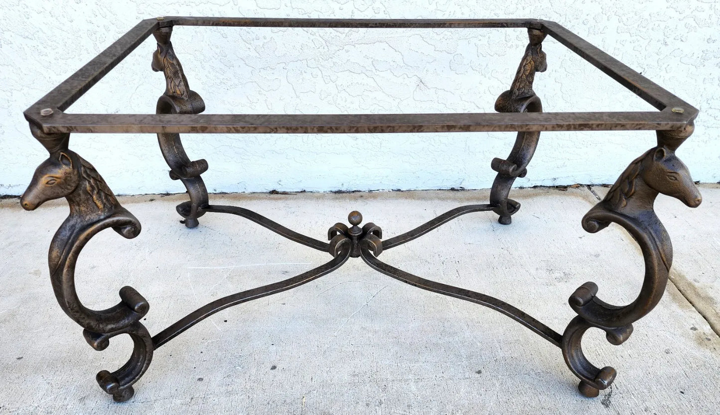 Horse Coffee Center Table Patinated Steel Hoof Footed Maison Jansen Style