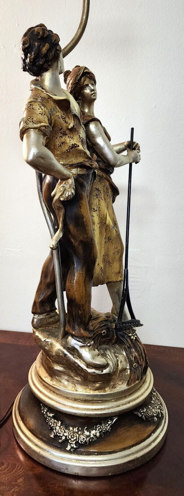 Table Lamp by L & F Moreau Farm Boy Girl Rare