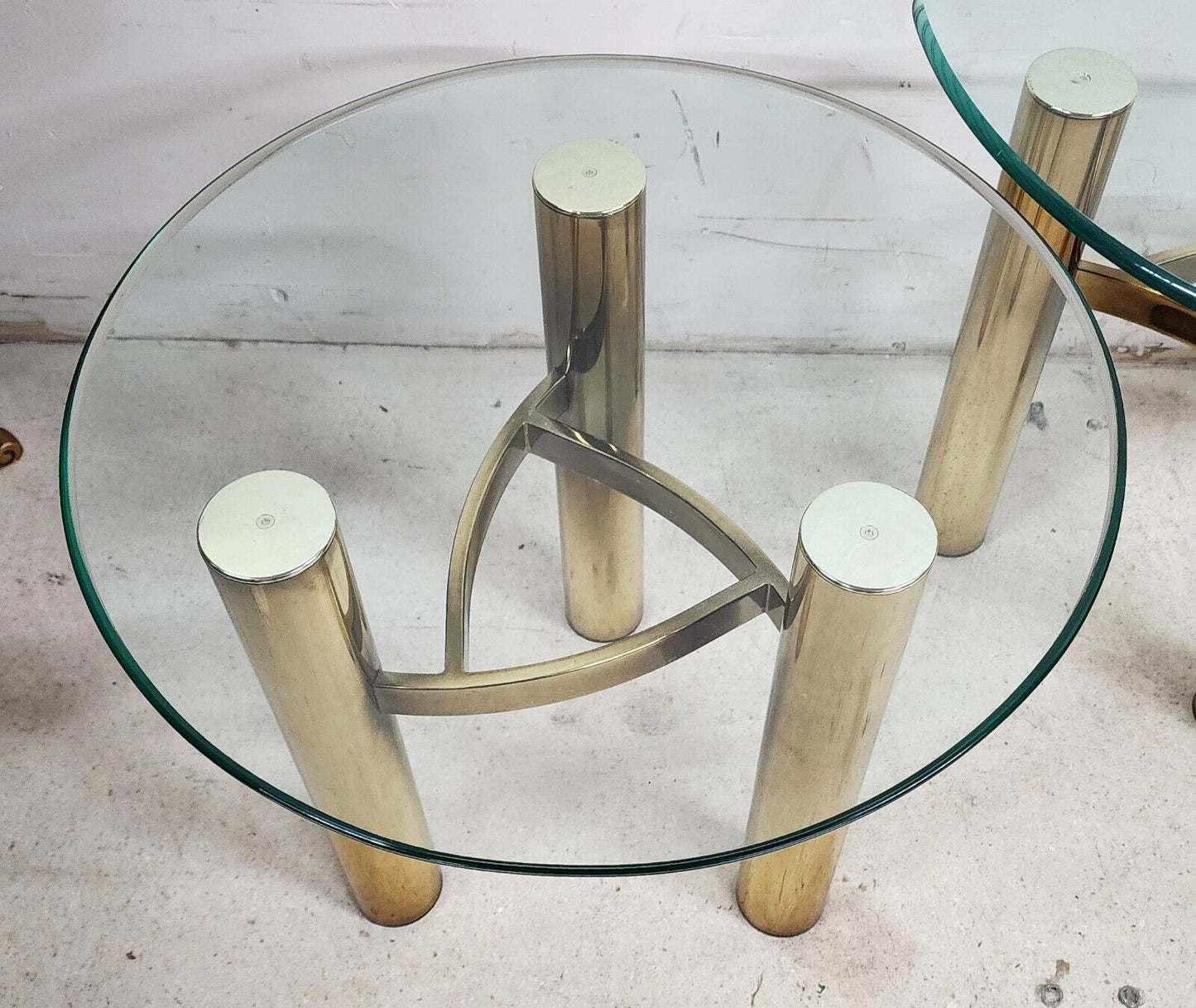 MCM Tubular Brass Table Set Vintage