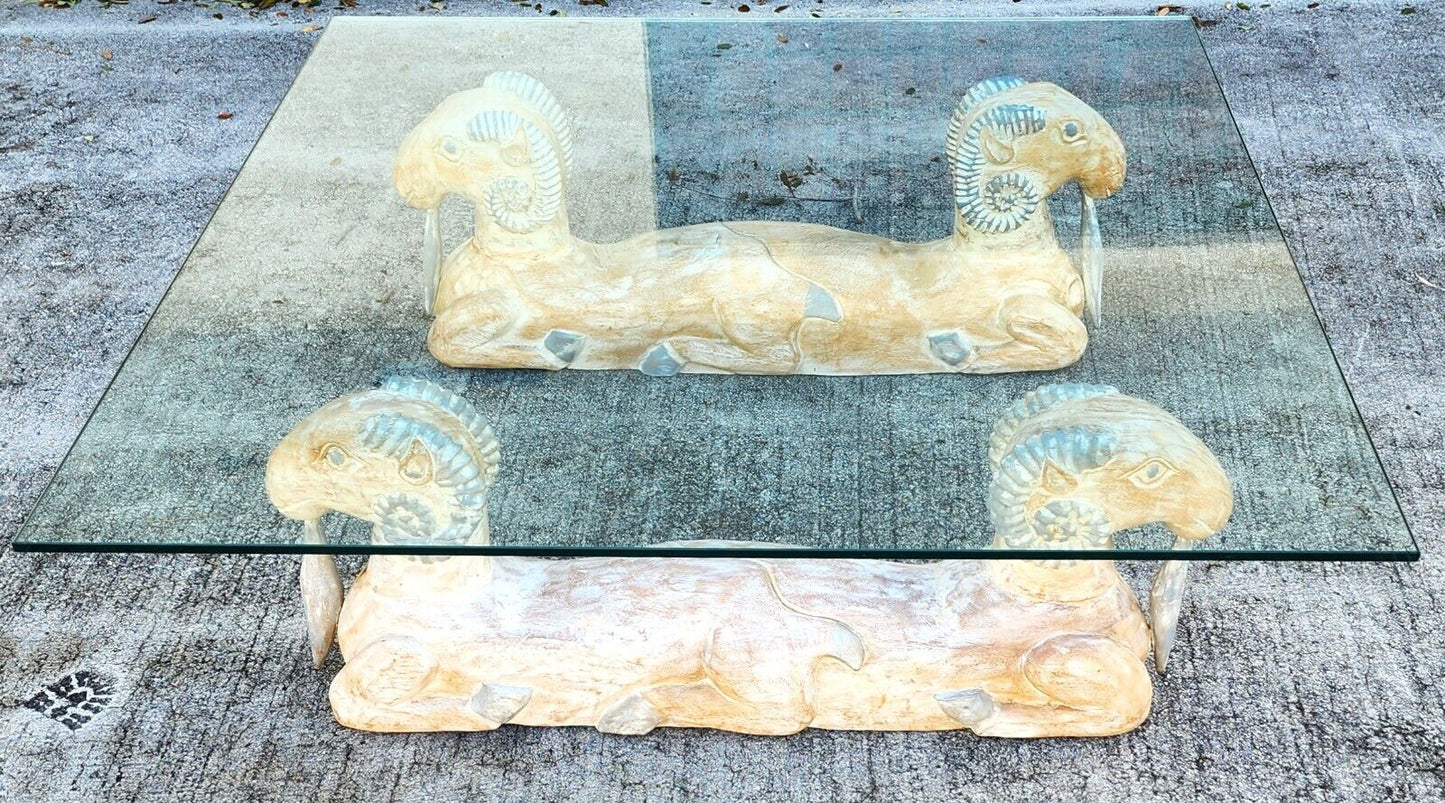 Rams Heads Coffee Cocktail Table Wood