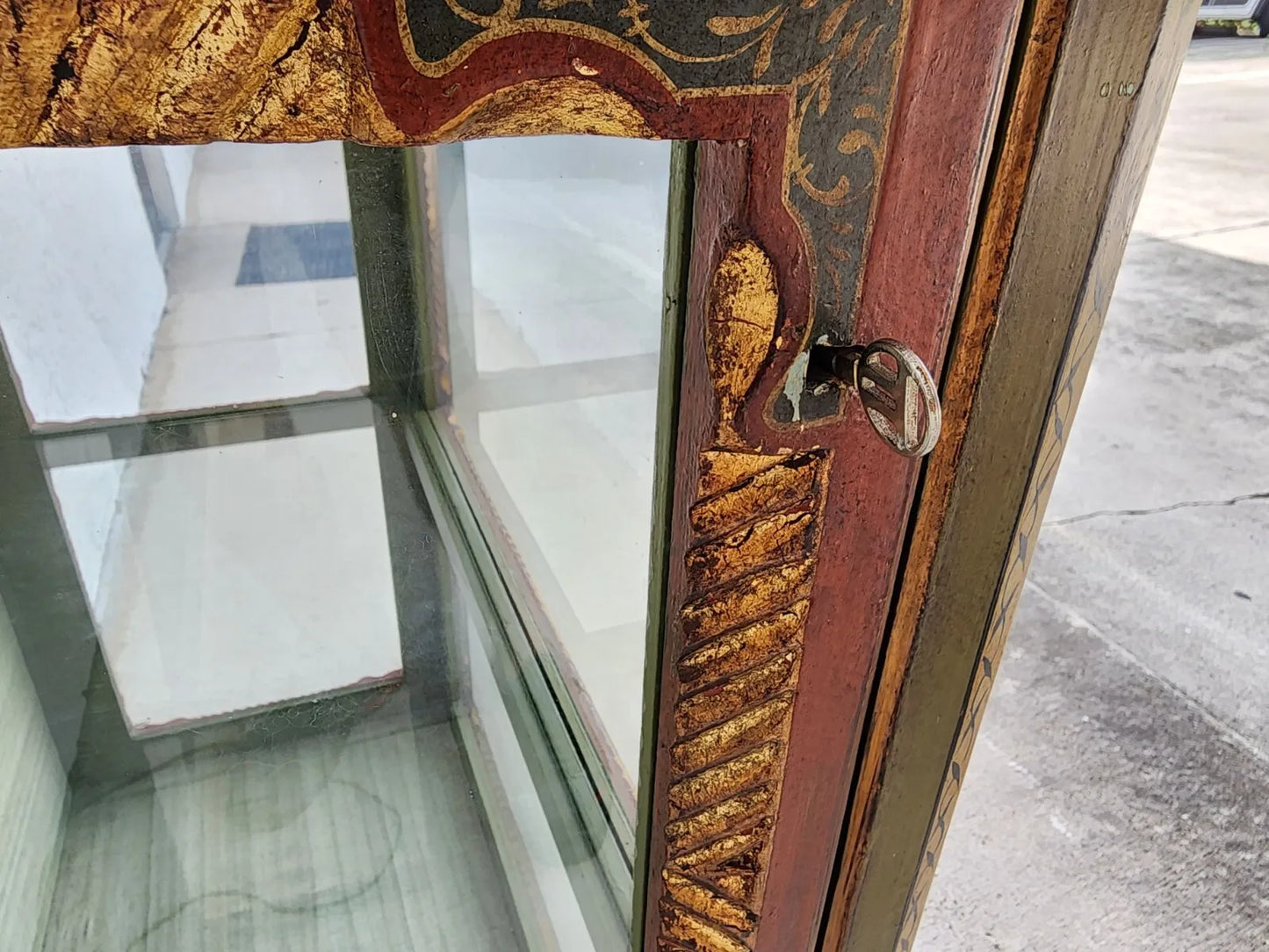 French Display Cabinet Giltwood Hand Painted Curio