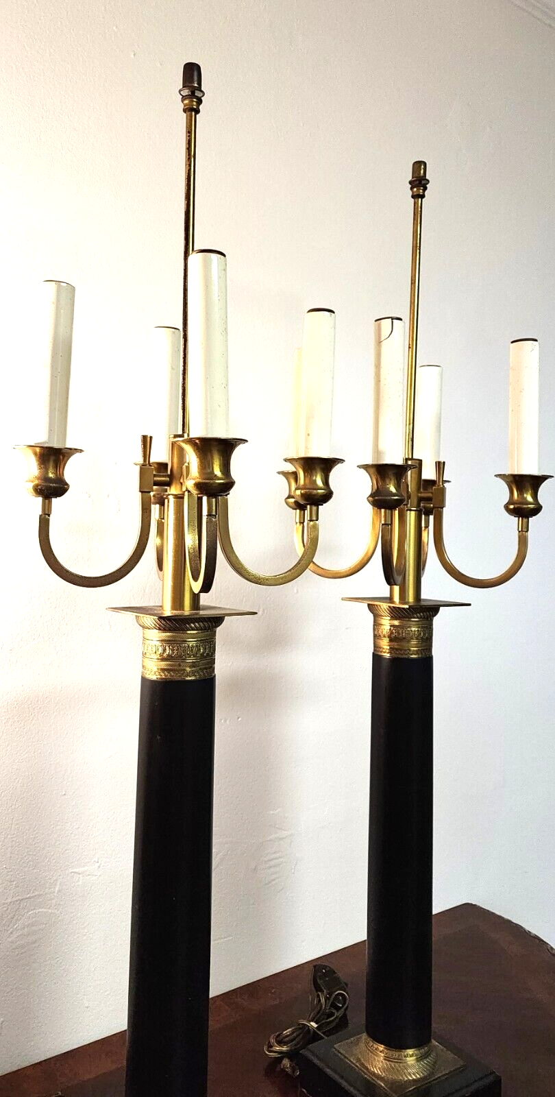 Italian Neoclassical Table Lamps Candelabra Vintage Large