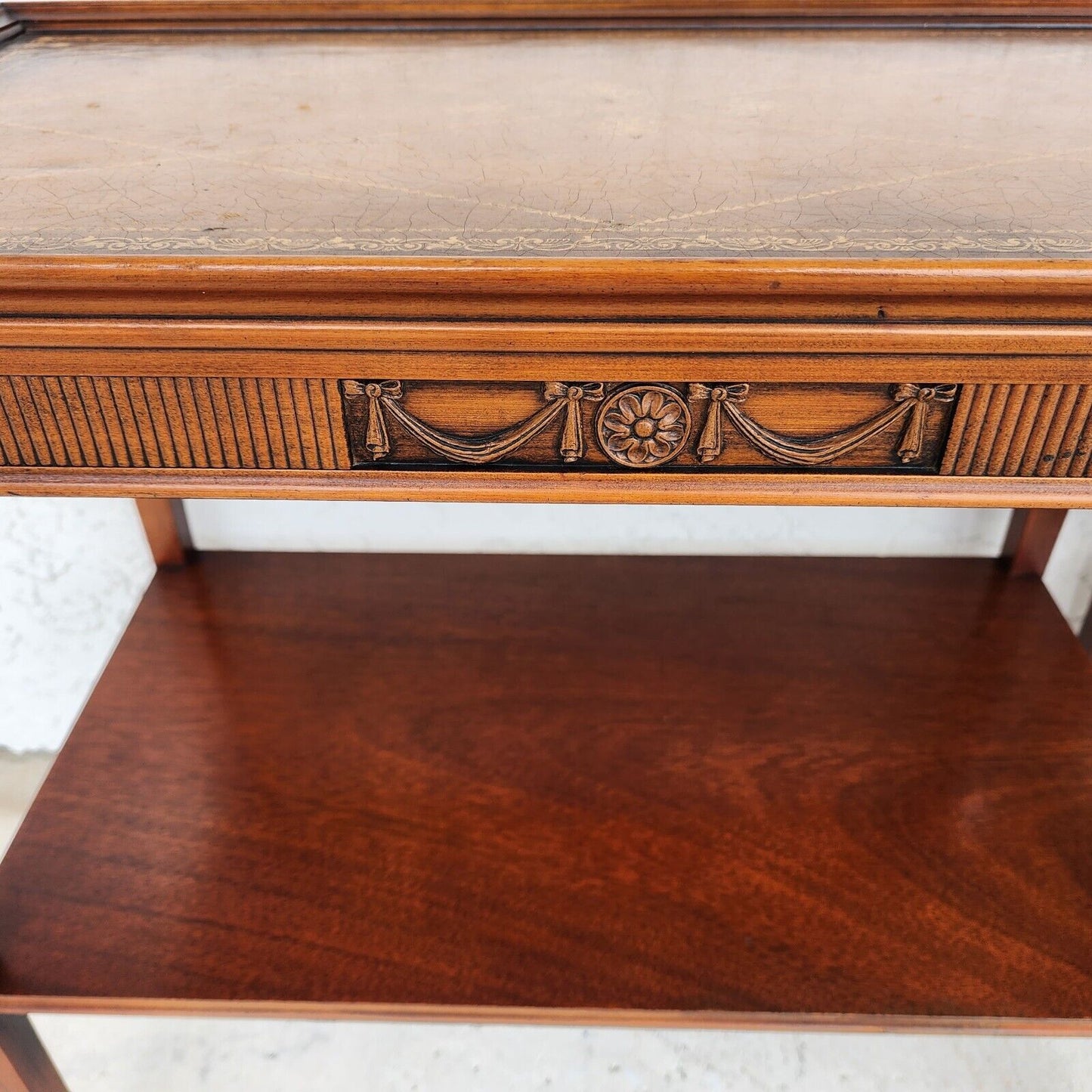 Italian Side Tables Leather Top Vintage Pair