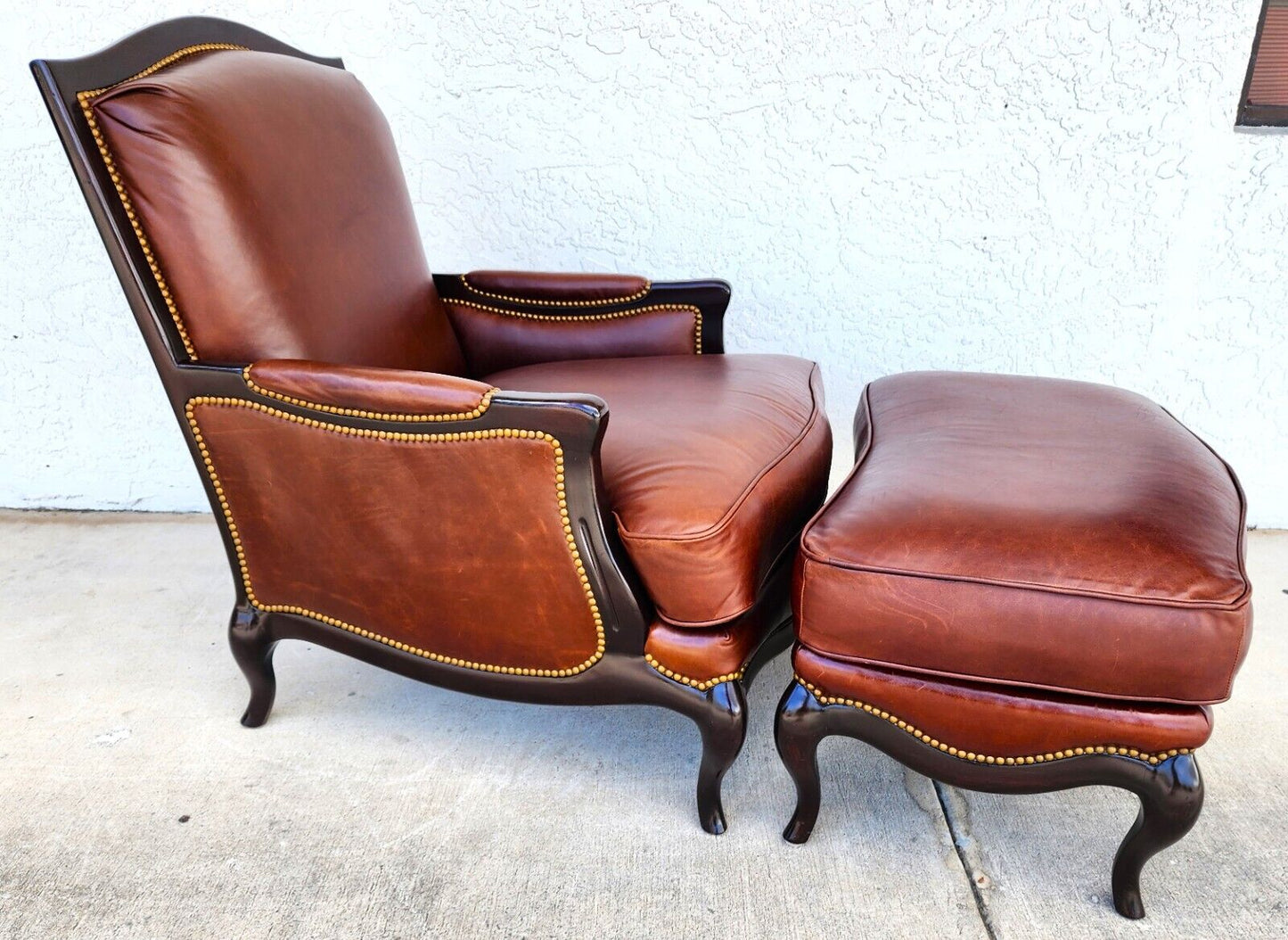 Leather Lounge Chair & Ottoman by HENREDON