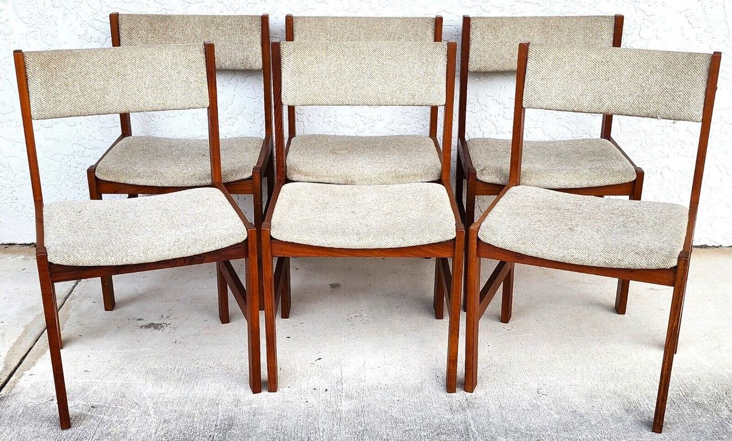 MCM Solid Teak Dining Chairs Scandinavian Modern by Sun Furniture Set of 6