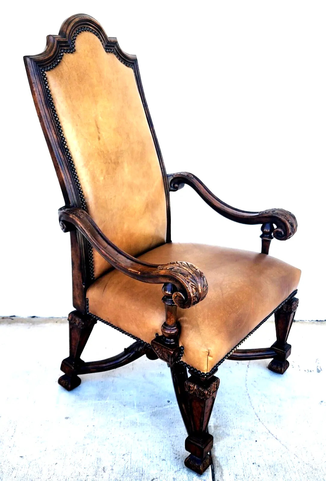 Leather Throne Armchair by THEODORE ALEXANDER