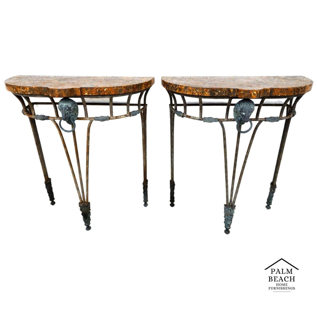 French Console Tables Bronze Tessellated Marble by MAITLAND SMITH - a Pair