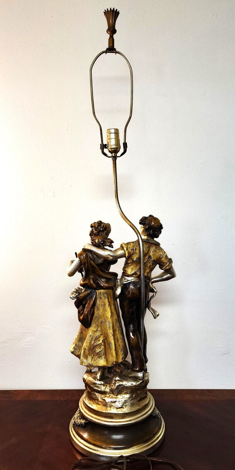 Table Lamp by L & F Moreau Farm Boy Girl Rare