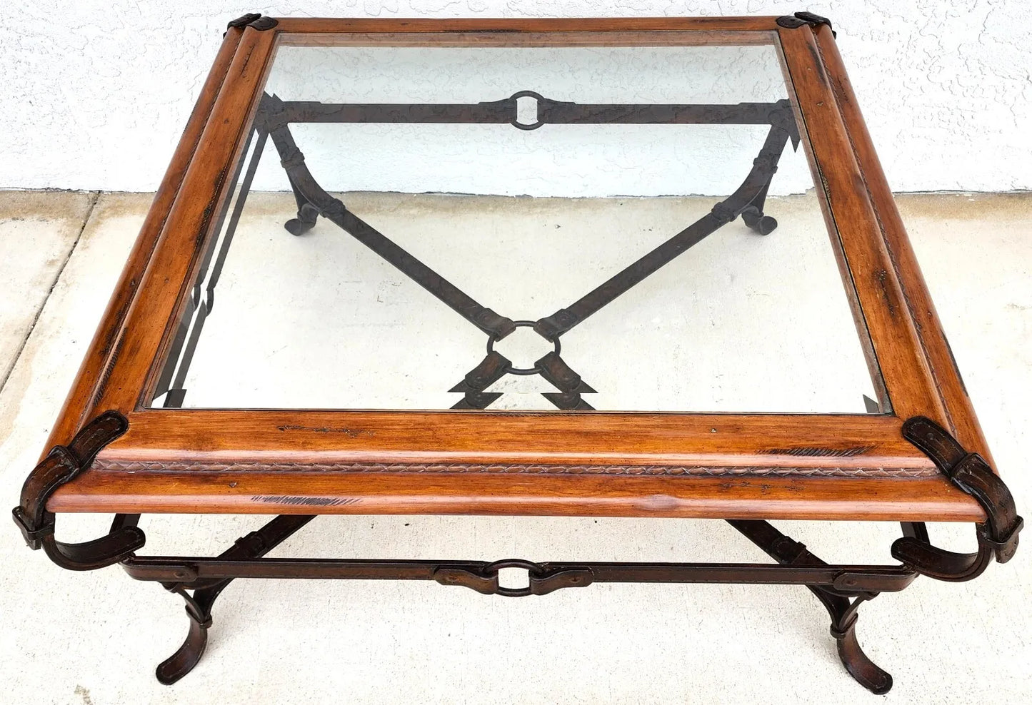 Adnet Hermes Style Coffee Table Equestrian Ranch Rustic
