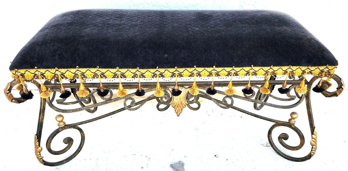 French Louis XV Wrought Iron Ormolu Bench