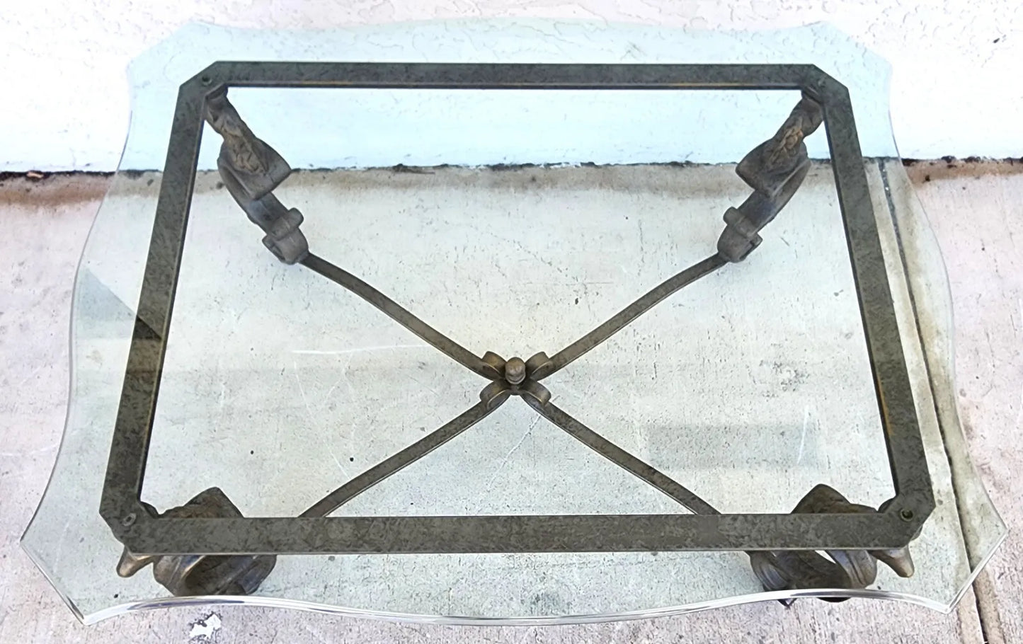 Horse Coffee Center Table Patinated Steel Hoof Footed Maison Jansen Style