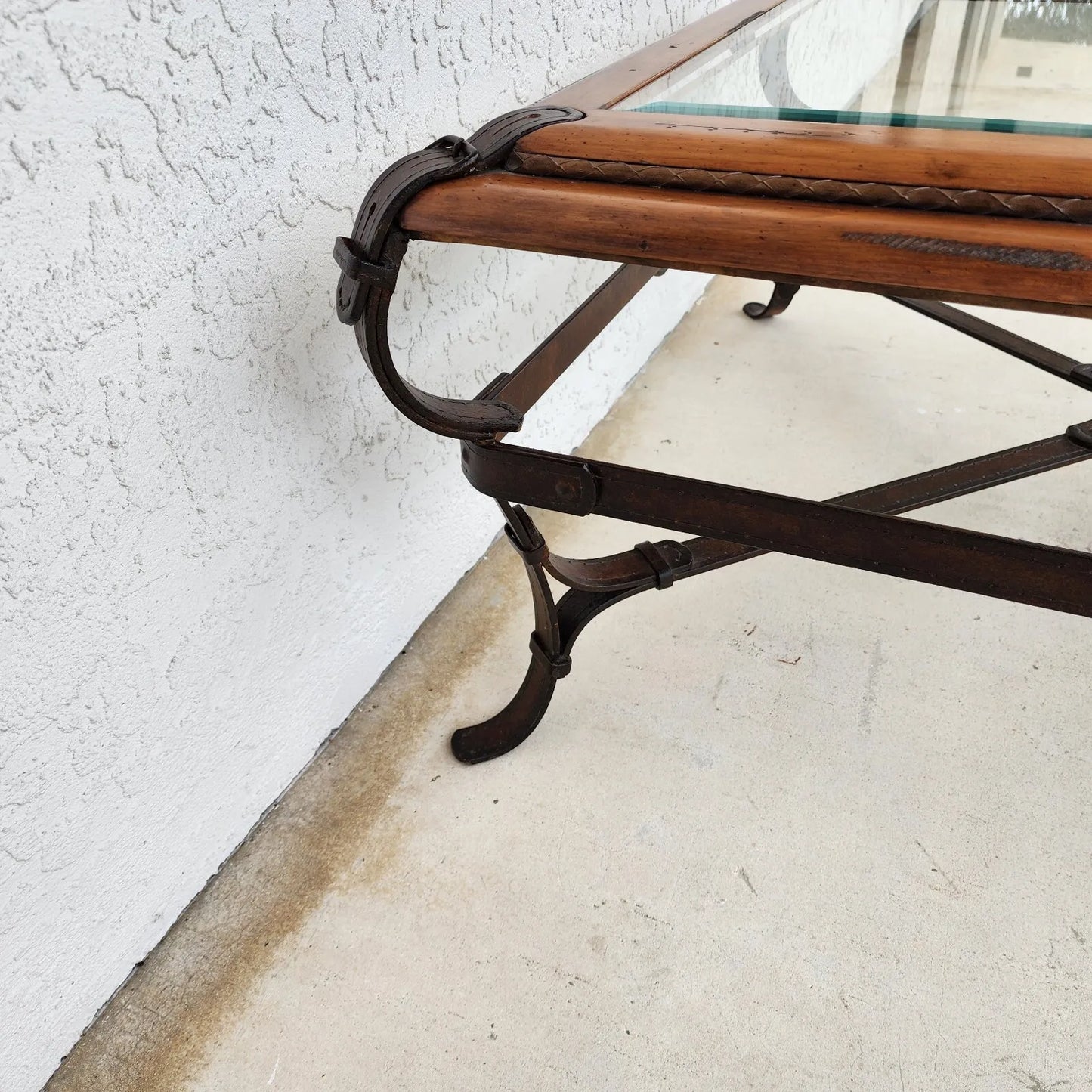 Adnet Hermes Style Coffee Table Equestrian Ranch Rustic