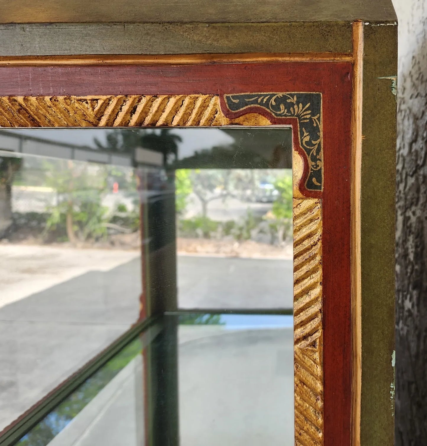 French Display Cabinet Giltwood Hand Painted Curio