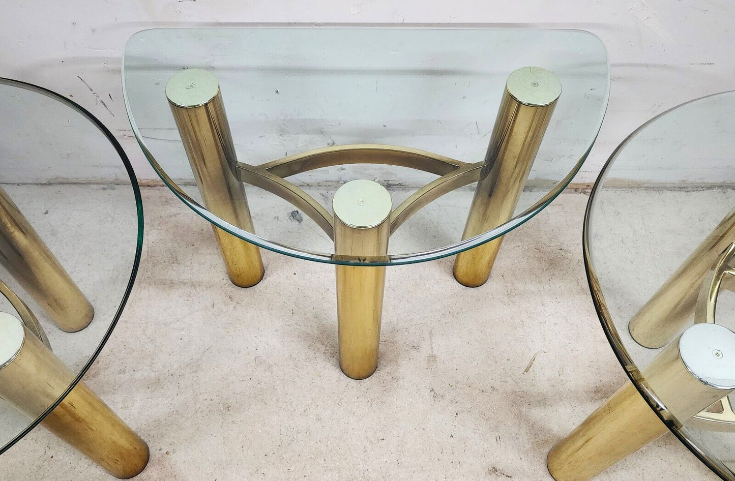 MCM Tubular Brass Table Set Vintage