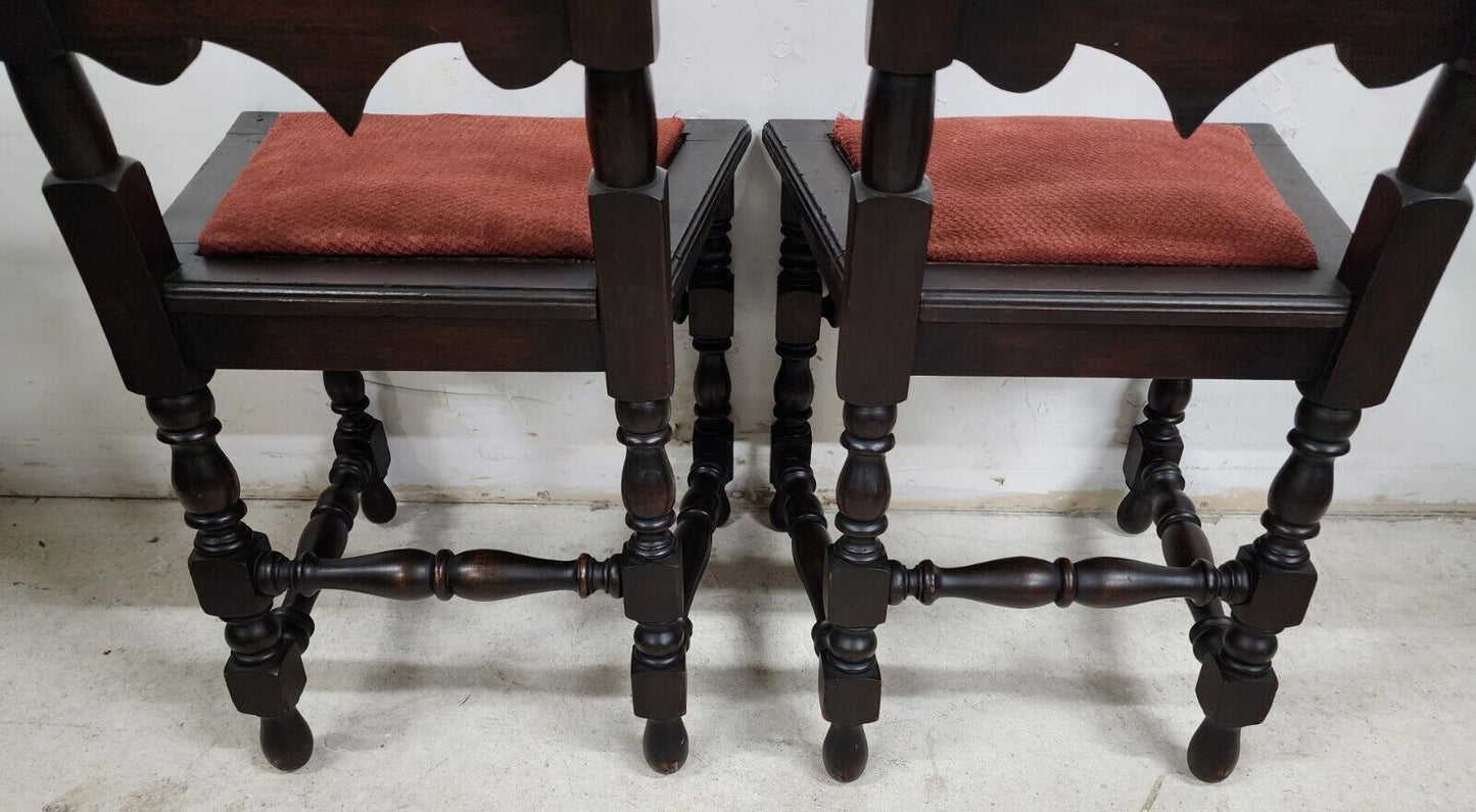 Antique Hall Chairs Walnut Dining Accent Pair